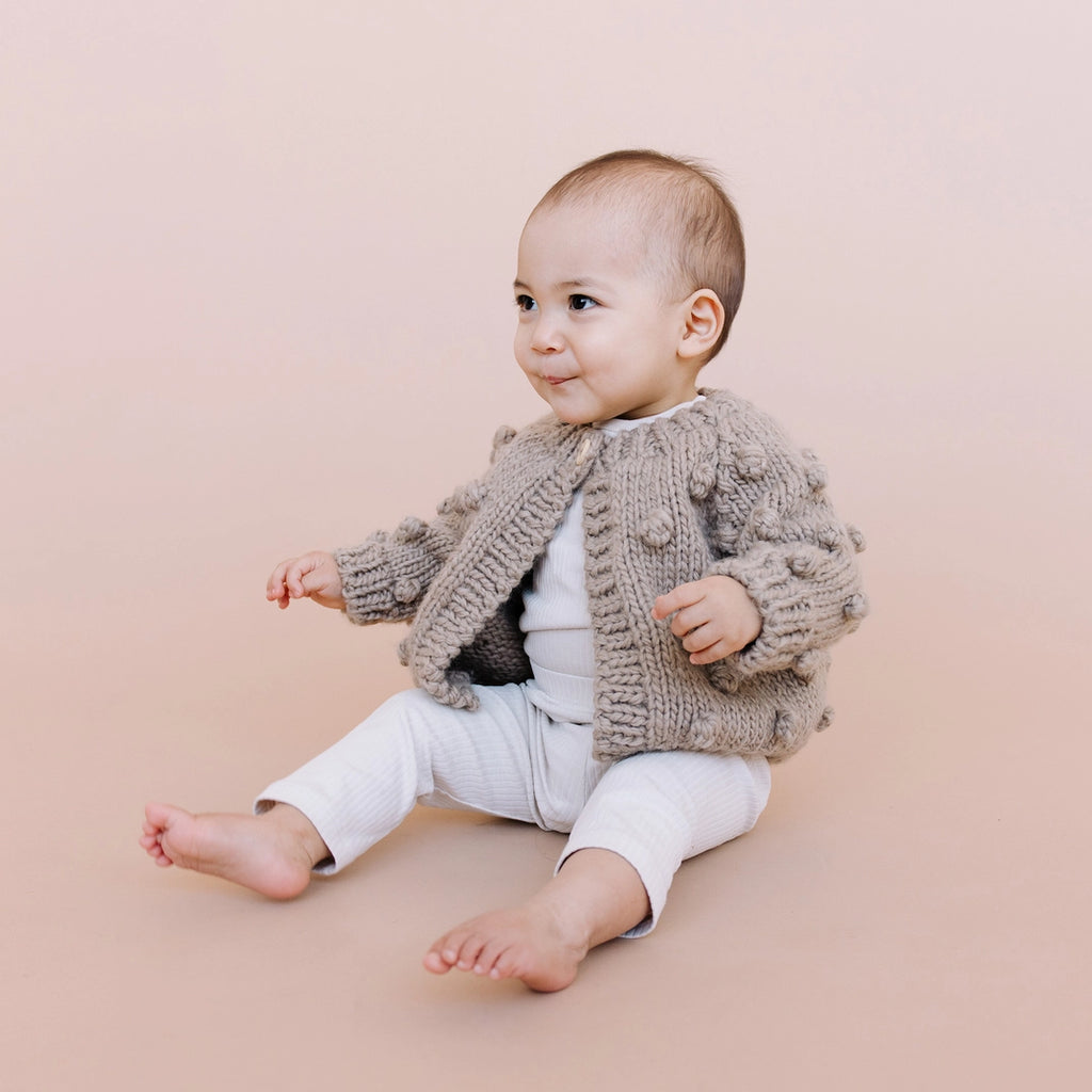 POPCORN CARDIGAN, FLAX