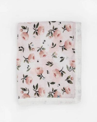 ORGANIC COTTON MUSLIN BABY QUILT - WATERCOLOR FLORET 2