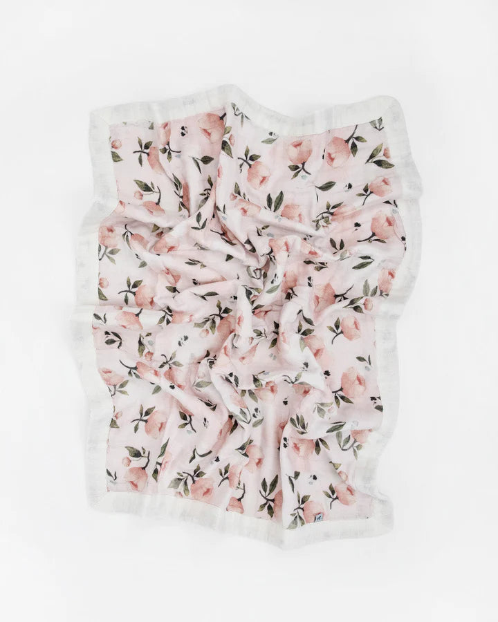 ORGANIC COTTON MUSLIN BABY QUILT - WATERCOLOR FLORET 2
