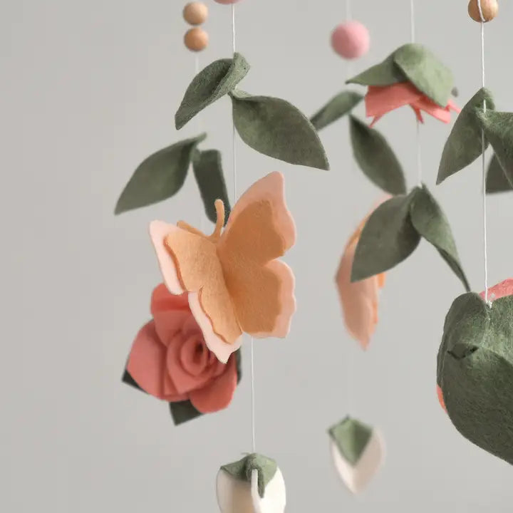 FLOWER BABY MOBILE - BUTTERFLY CRIB MOBILE - FLORAL NURSERY