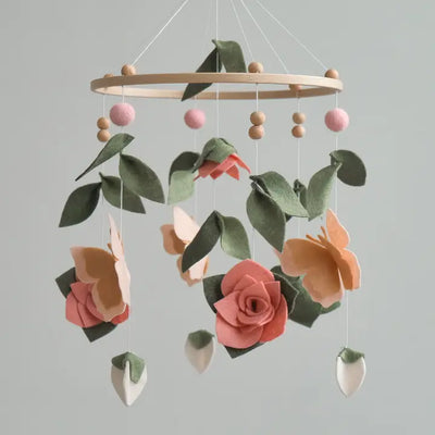 FLOWER BABY MOBILE - BUTTERFLY CRIB MOBILE - FLORAL NURSERY