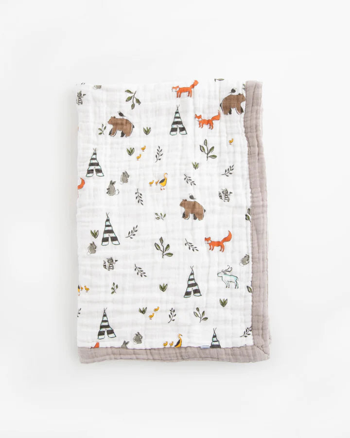 Cotton Muslin Baby Quilt - Forest Friends