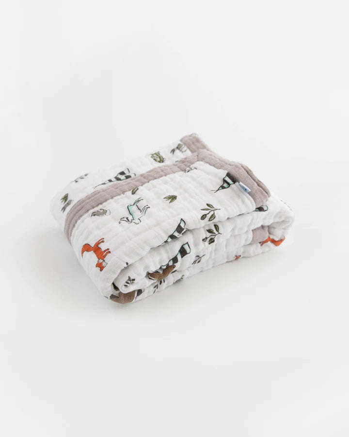 Cotton Muslin Baby Quilt - Forest Friends