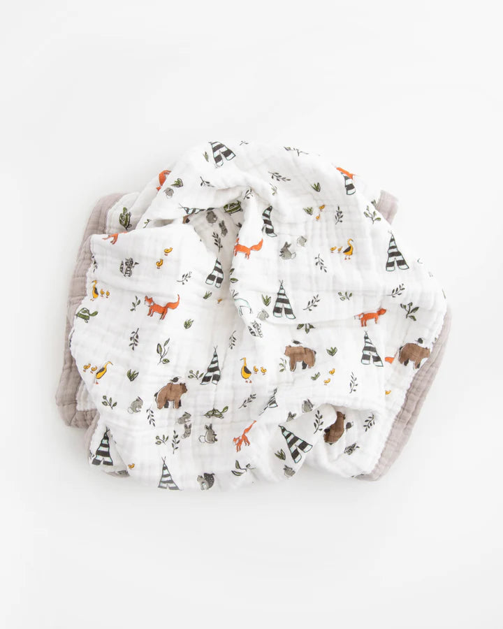 Cotton Muslin Baby Quilt - Forest Friends