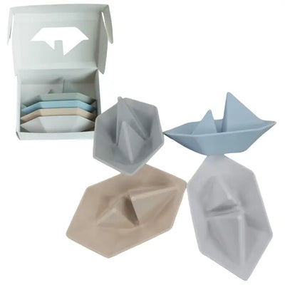 Floating Boat Bath Toy Set, 4pc Soft Food Grade Silicone