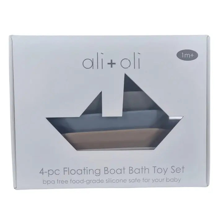 Floating Boat Bath Toy Set, 4pc Soft Food Grade Silicone