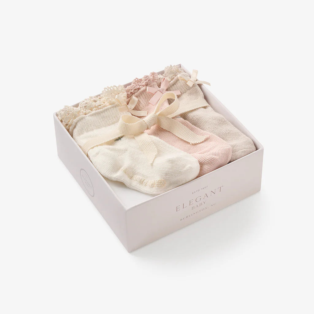 Floral Ankle Non-Slip Baby Socks 3pk