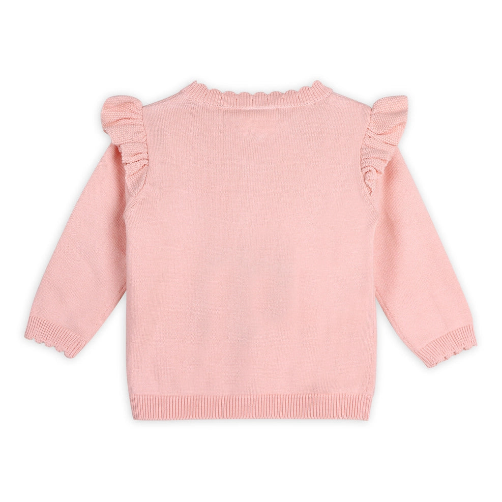 Floral Embroidered Pointelle Knit Baby Cardigan - Organic