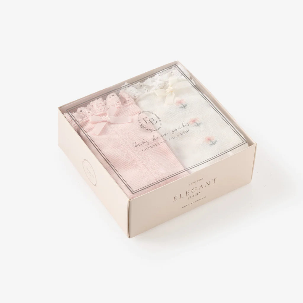 Floral Knee-high Non Slip Baby Socks 2pk