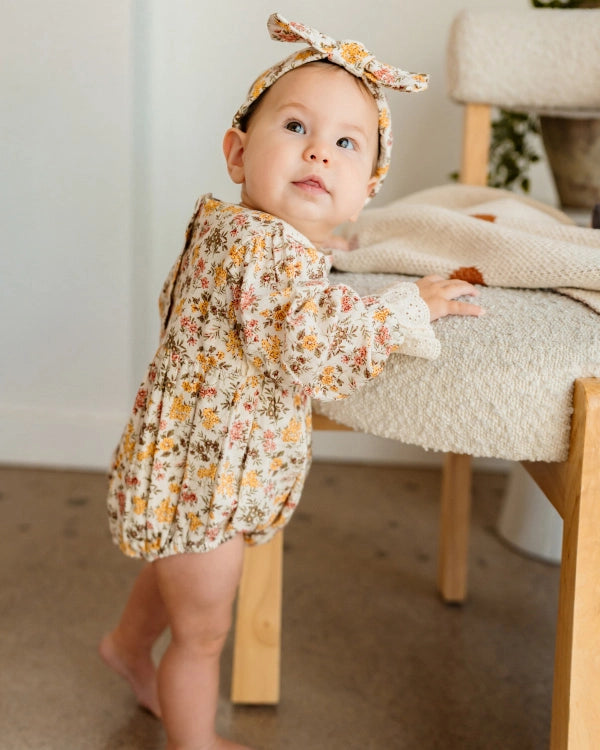 Florecita Floral Baby Romper & Headband Set - Organic Cotton
