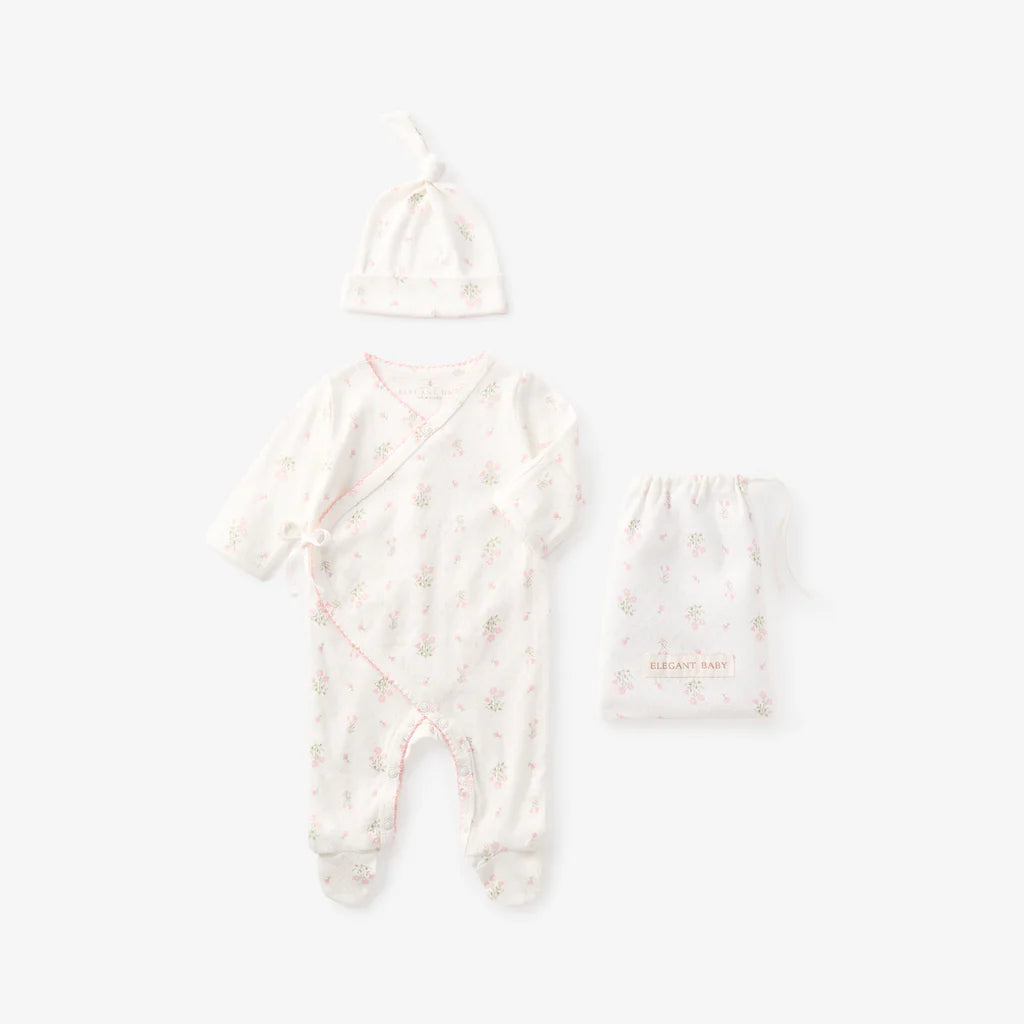 Folklore Floral Organic Cotton Pointelle Layette 2PC Set