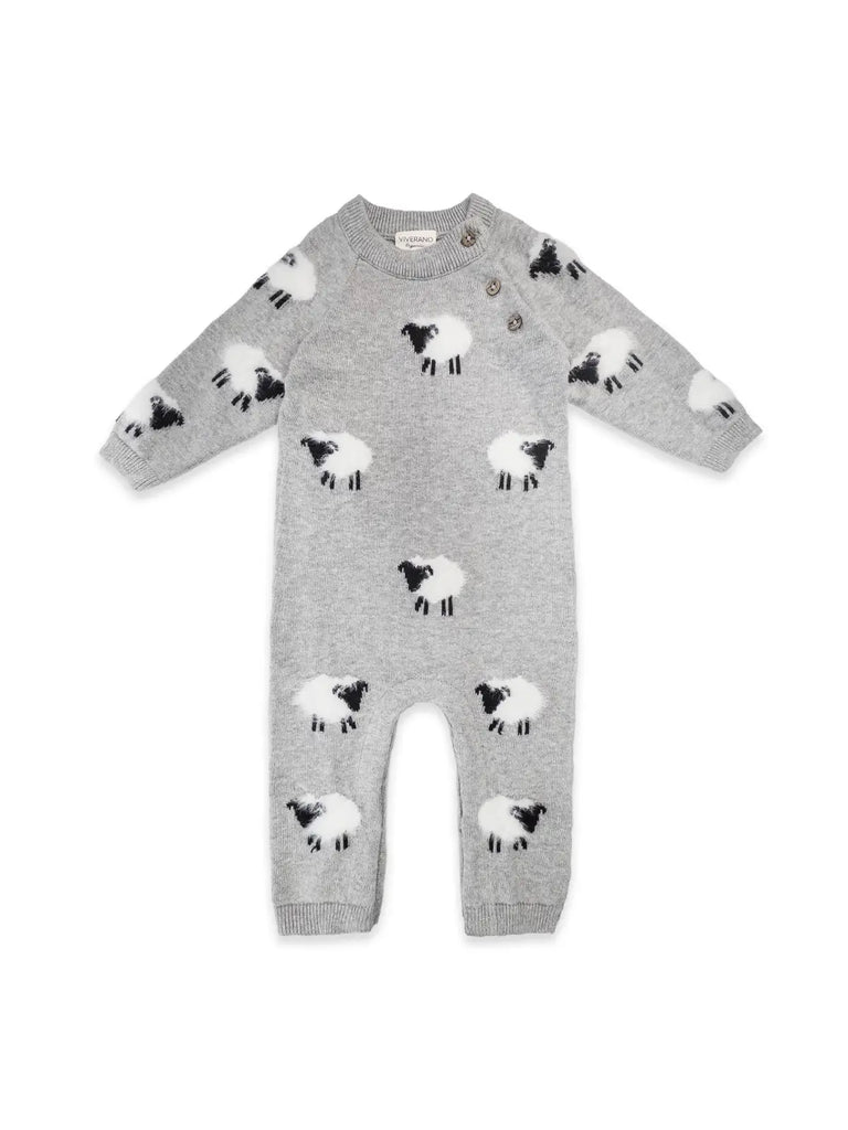 Furry Sheep 3D Jacquard Sweater Knit Baby Jumpsuit