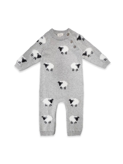 Furry Sheep 3D Jacquard Sweater Knit Baby Jumpsuit