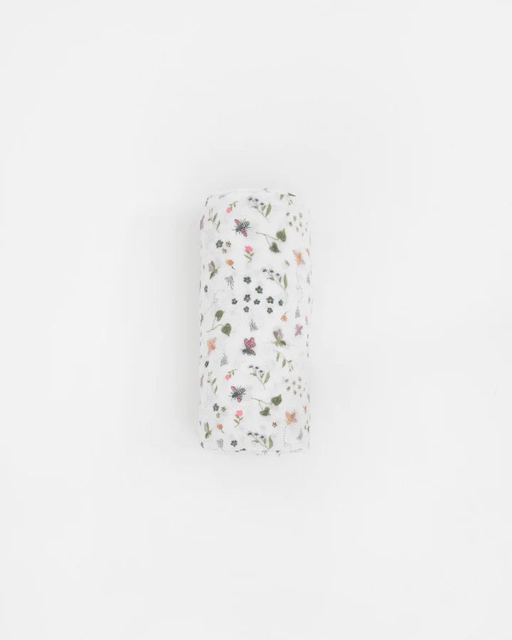COTTON MUSLIN SWADDLE BLANKET - GARDEN BEES