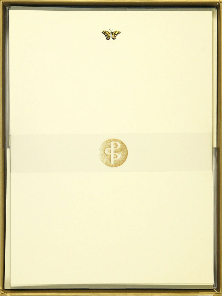 GOLD BUTTERFLY STATIONERY SET