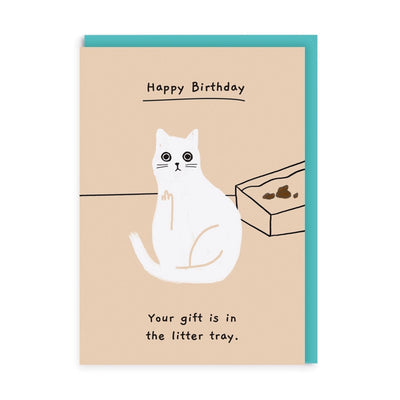 GIFT IS IN THE LITTER TRY GREETING CARD