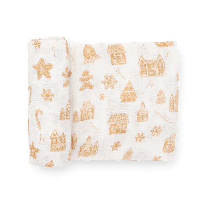 COTTON MUSLIN SWADDLE - GINGERBREAD VILLAGE