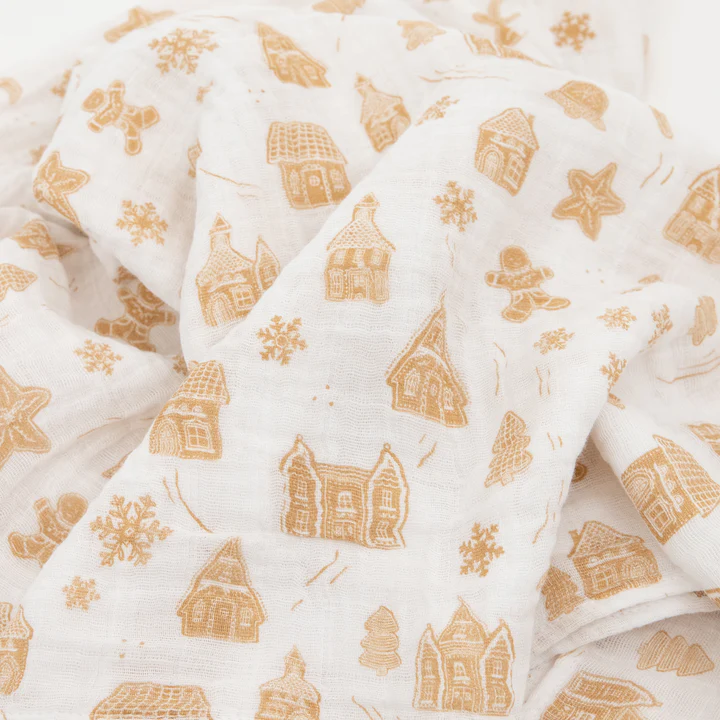 COTTON MUSLIN SWADDLE - GINGERBREAD VILLAGE
