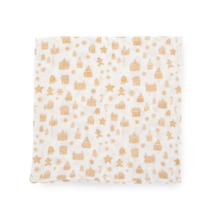 COTTON MUSLIN SWADDLE - GINGERBREAD VILLAGE
