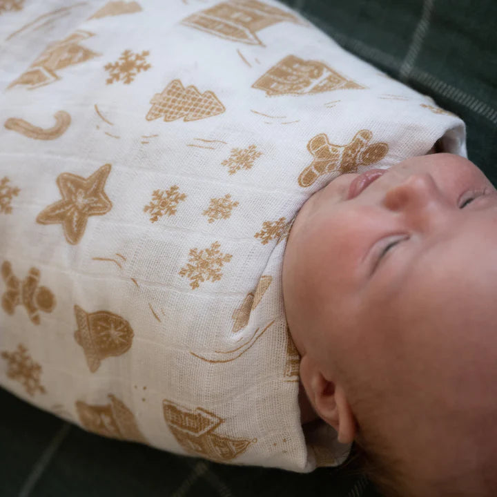 COTTON MUSLIN SWADDLE - GINGERBREAD VILLAGE