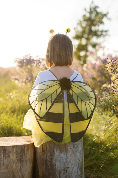 GLITTER BUMBLEBEE TUTU WITH WINGS AND HEADBAND, SIZE 4-6