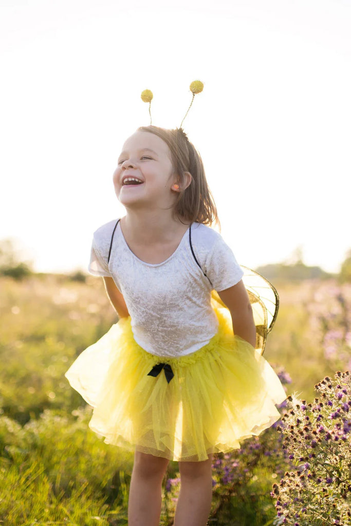 GLITTER BUMBLEBEE TUTU WITH WINGS AND HEADBAND, SIZE 4-6