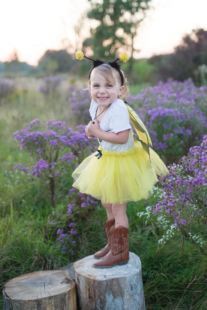 GLITTER BUMBLEBEE TUTU WITH WINGS AND HEADBAND, SIZE 4-6
