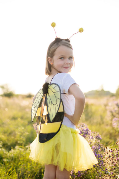 GLITTER BUMBLEBEE TUTU WITH WINGS AND HEADBAND, SIZE 4-6