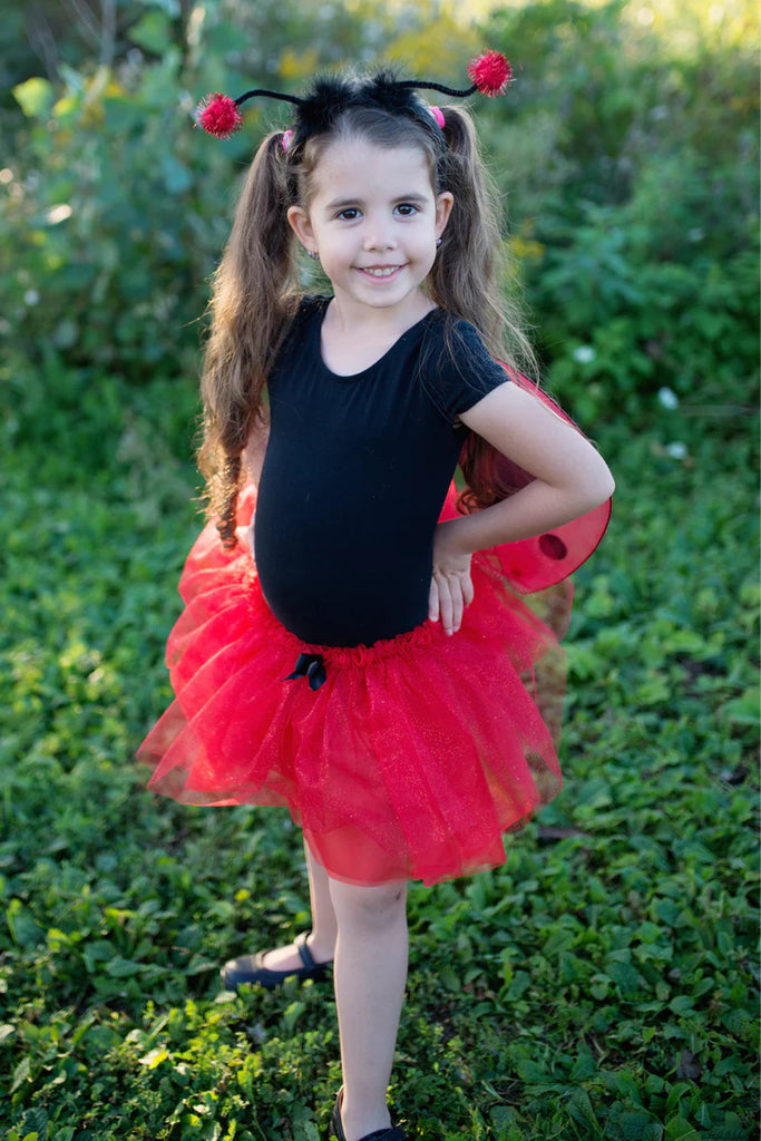 GLITTER LADYBUG TUTU WITH WINGS AND HEADBAND, SIZE 4-6