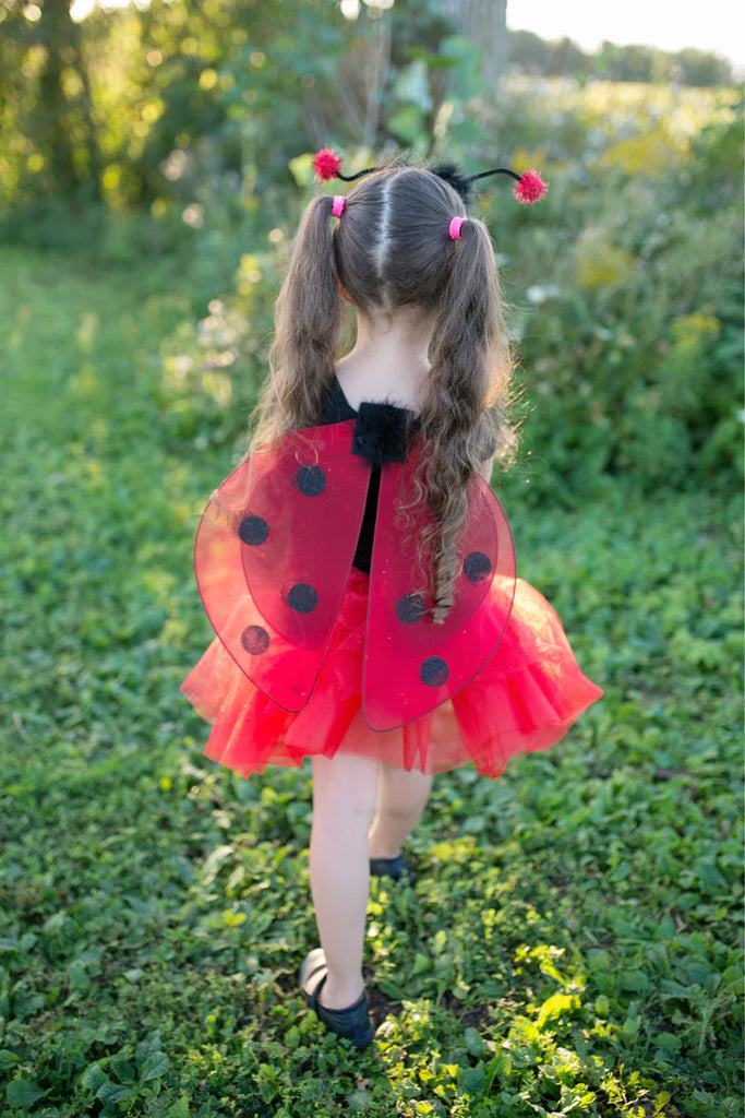 GLITTER LADYBUG TUTU WITH WINGS AND HEADBAND, SIZE 4-6