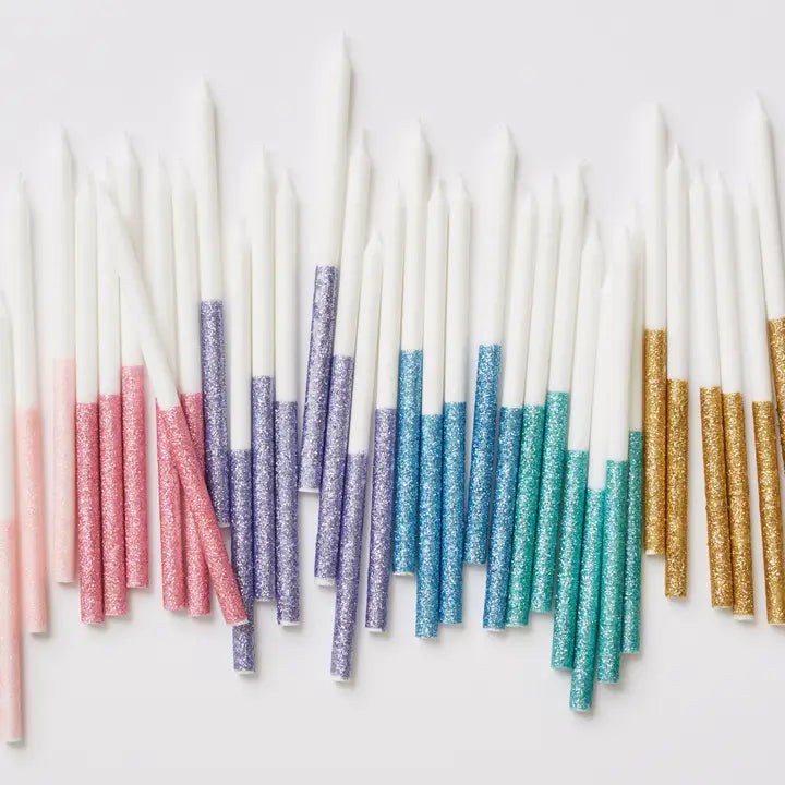 BLUE GLITTER DIPPED CANDLES
