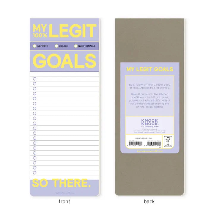FINAL SALE - MY LEGIT GOALS MAKE-A-LIST PAD