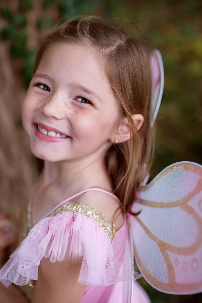 GOLD BUTTERFLY DRESS AND WINGS, SIZE 5-7