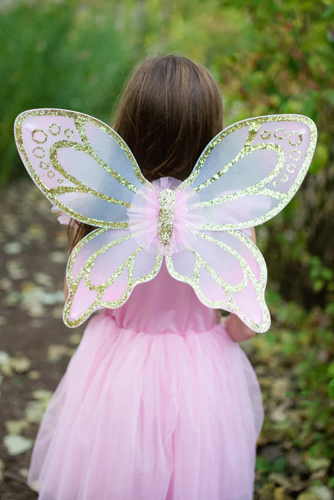 GOLD BUTTERFLY DRESS AND WINGS, SIZE 5-7