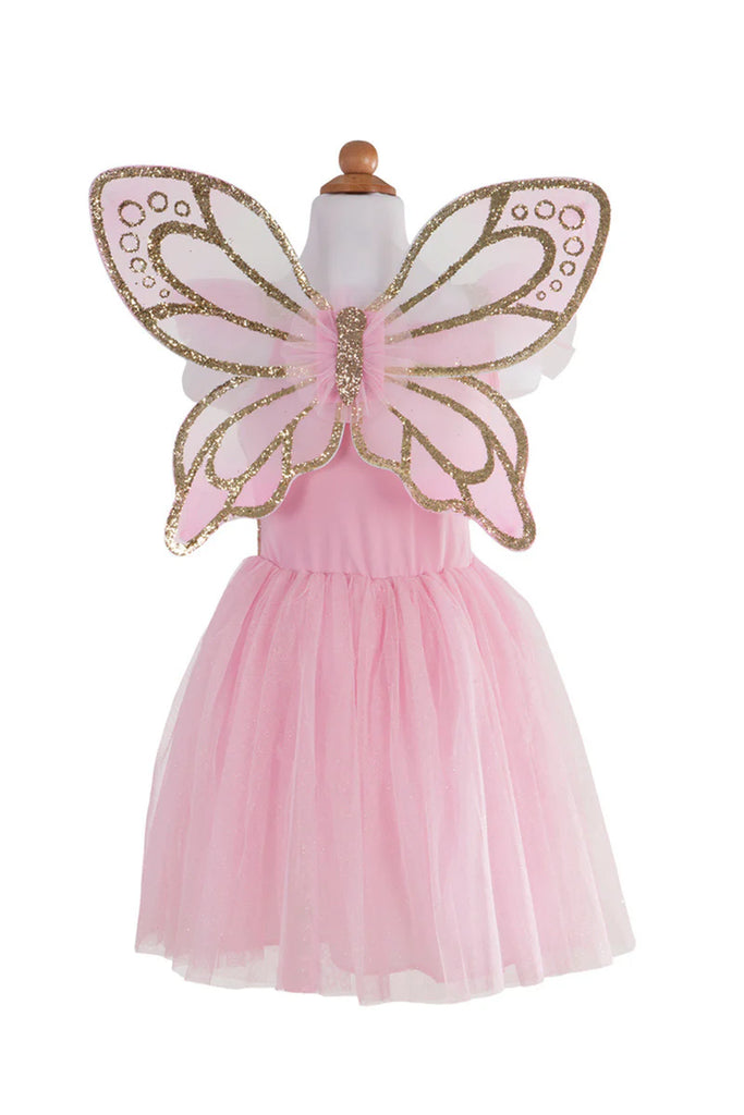 GOLD BUTTERFLY DRESS AND WINGS, SIZE 5-7