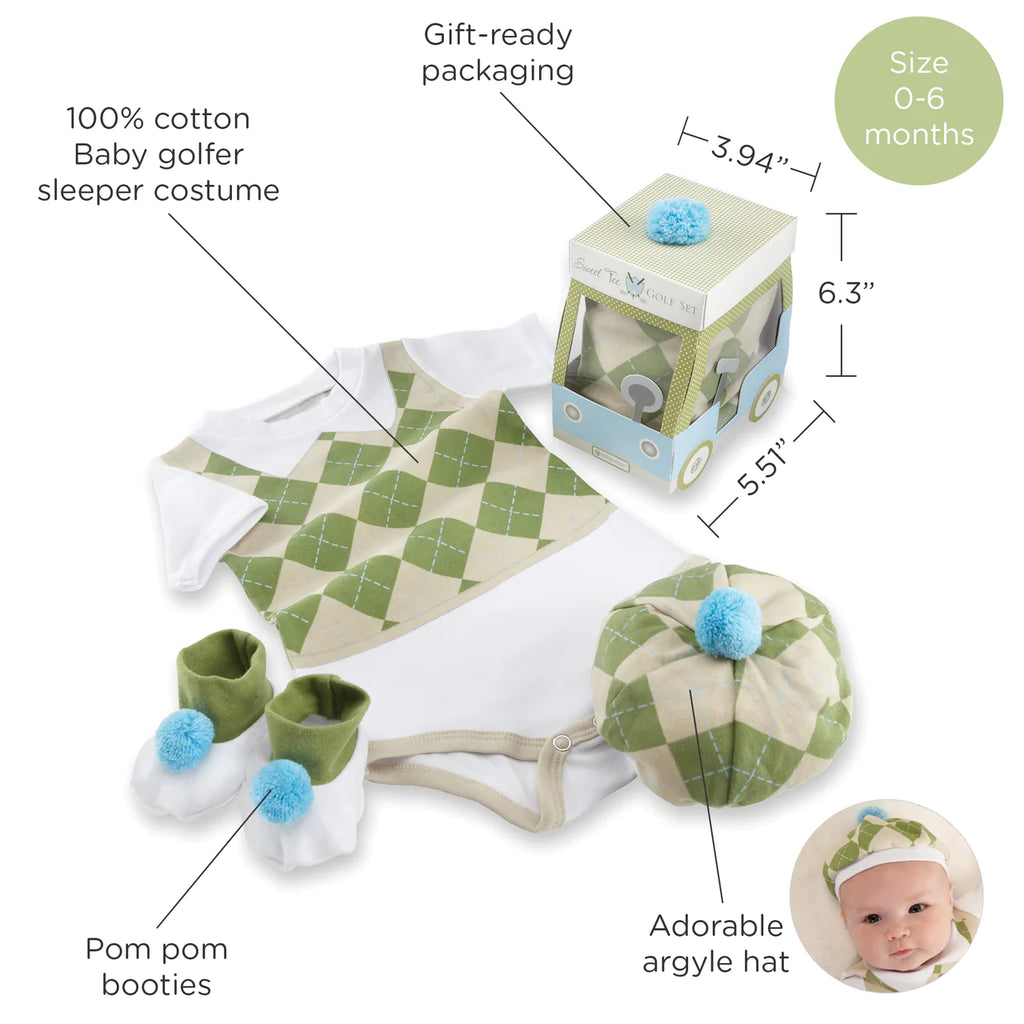 "SWEET TEE" 3-PIECE GOLF LAYETTE SET IN GOLF CART