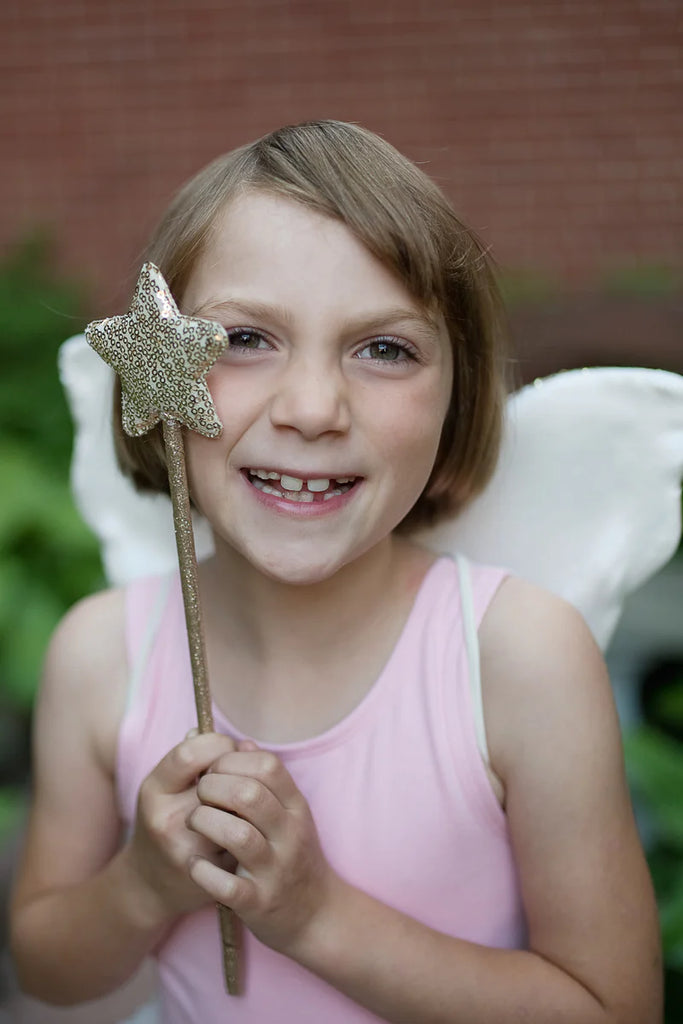 GRACIOUS GOLD SEQUINS SKIRT, WINGS, AND WAND, SIZE 4-6