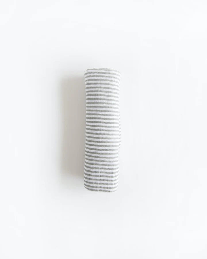 COTTON MUSLIN SWADDLE BLANKET - GREY STRIPE