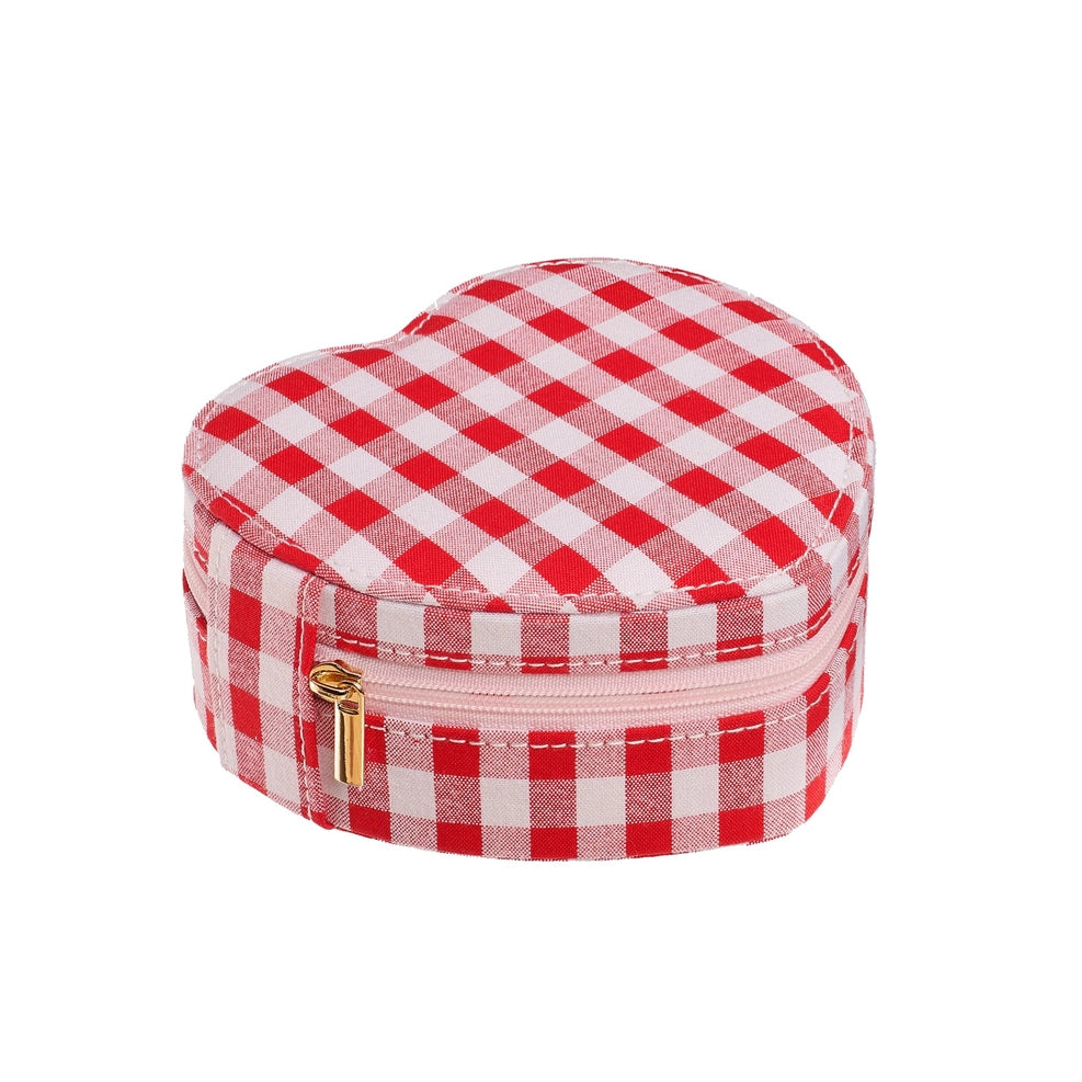 Gingham Love Heart Jewellery Box