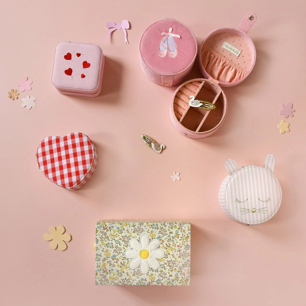 Gingham Love Heart Jewellery Box
