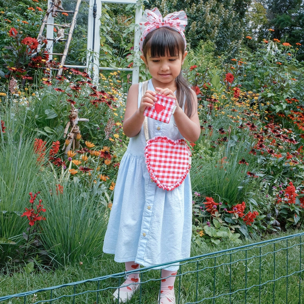 Gingham Love Heart Mini Purse