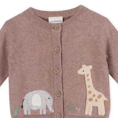 Giraffe Elephant Baby Cardigan Sweater - Organic