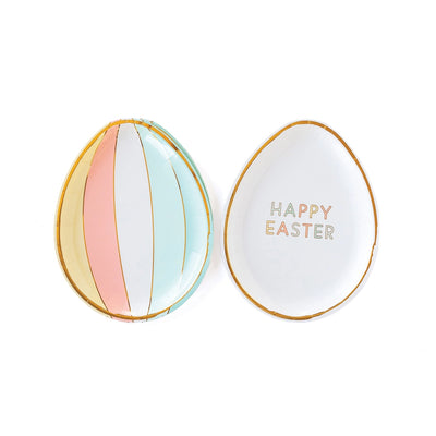 HAPPY EASTER EGG SHAPED PAPER PLATES