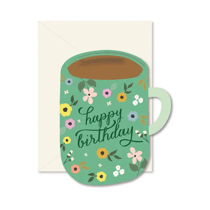 BIRTHDAY COFFEE MUG DIE-CUT GREETING CARD