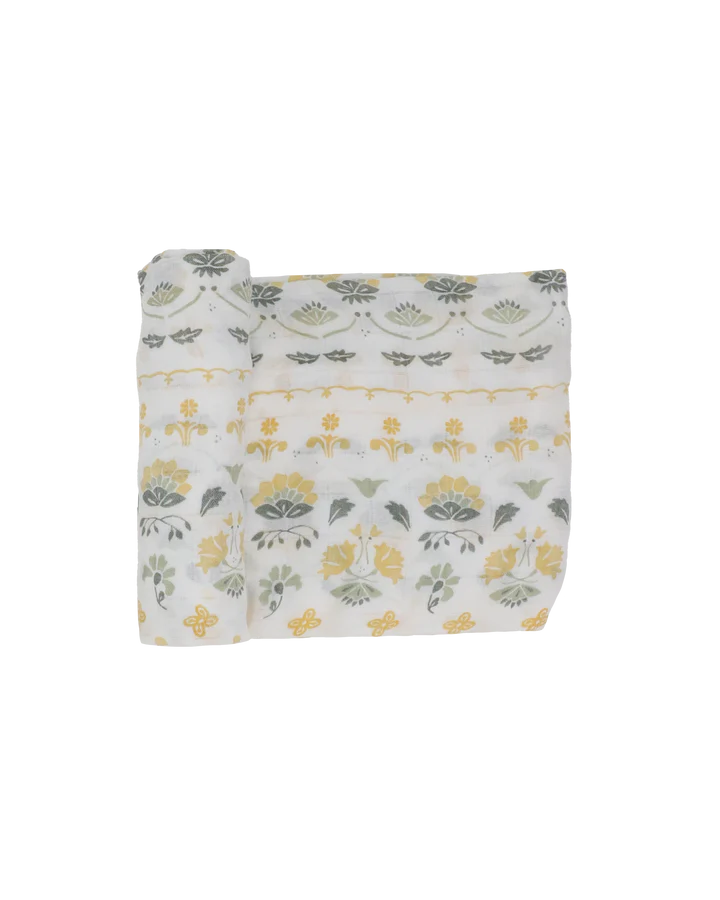 DELUXE MUSLIN SWADDLE BLANKET - HEIRLOOM FLORAL