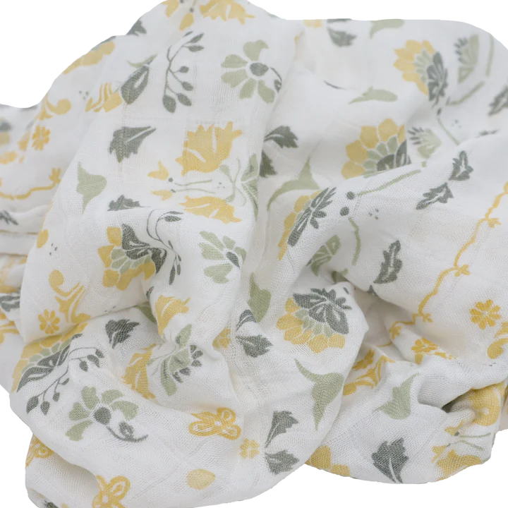 DELUXE MUSLIN SWADDLE BLANKET - HEIRLOOM FLORAL
