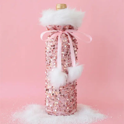 HOLIDAY SEQUIN WINE BAG