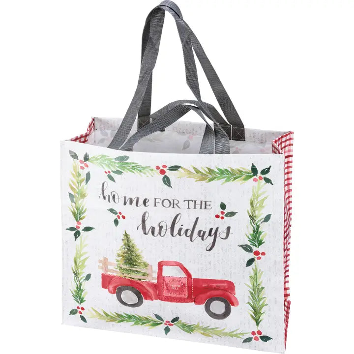 HOME FOR THE HOLIDAYS WATERCOLOR MARKET TOTE