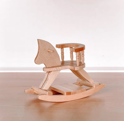 DOLLHOUSE ROCKING HORSE | NATURAL WOOD