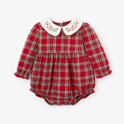 Holiday Red Tartan Bubble w/Embroidered Collar